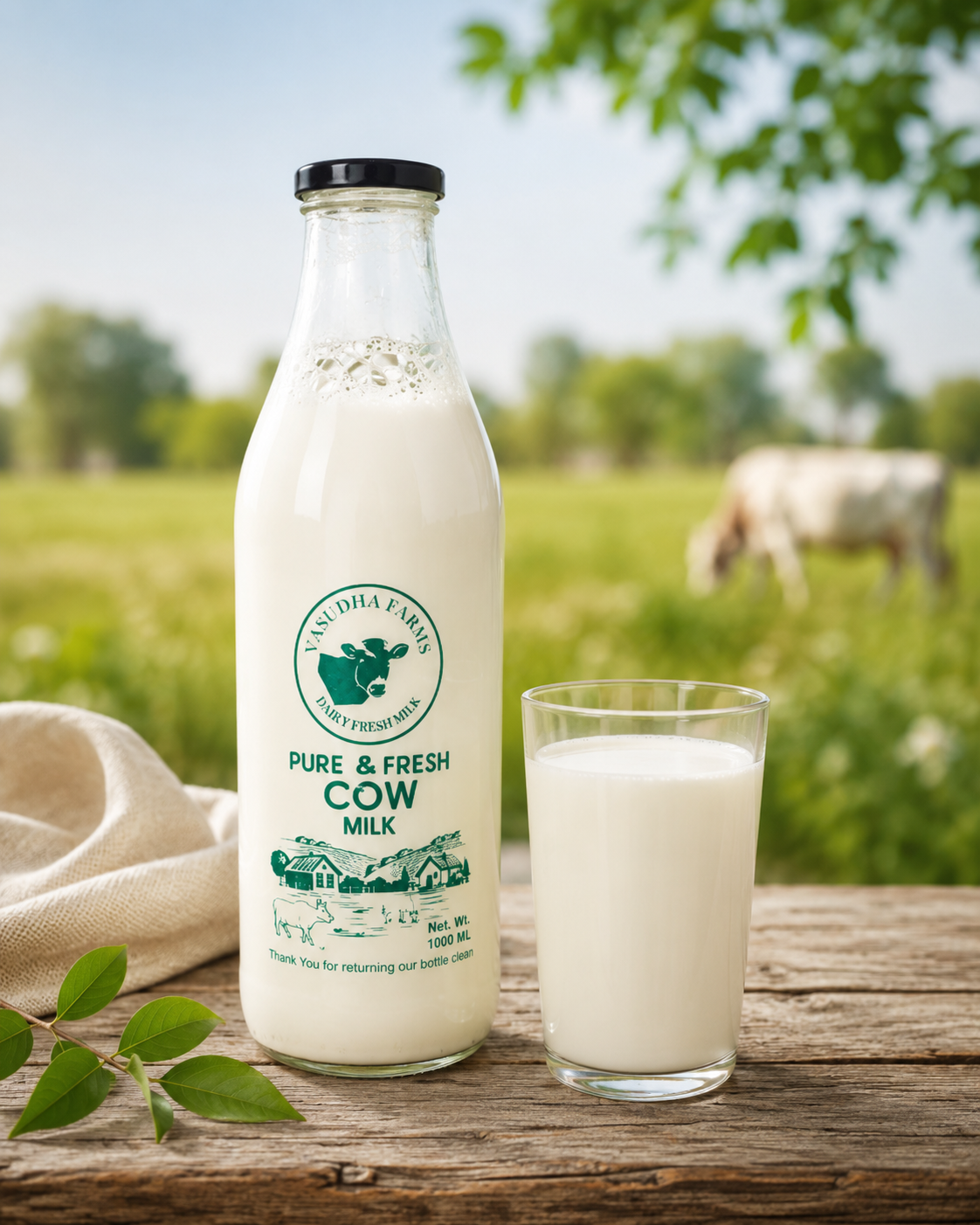 Golden A2 Cow Milk – Pure & Fresh Farm Milk | 1 Litre Glass Bottle - Image 4