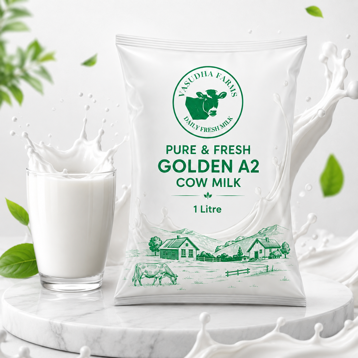 Golden A2 Cow Milk – Fresh Farm Milk Pouch | 1 Litre - Image 2