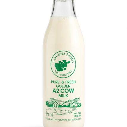 Golden A2 Cow Milk – Pure & Fresh Farm Milk | 1 Litre Glass Bottle