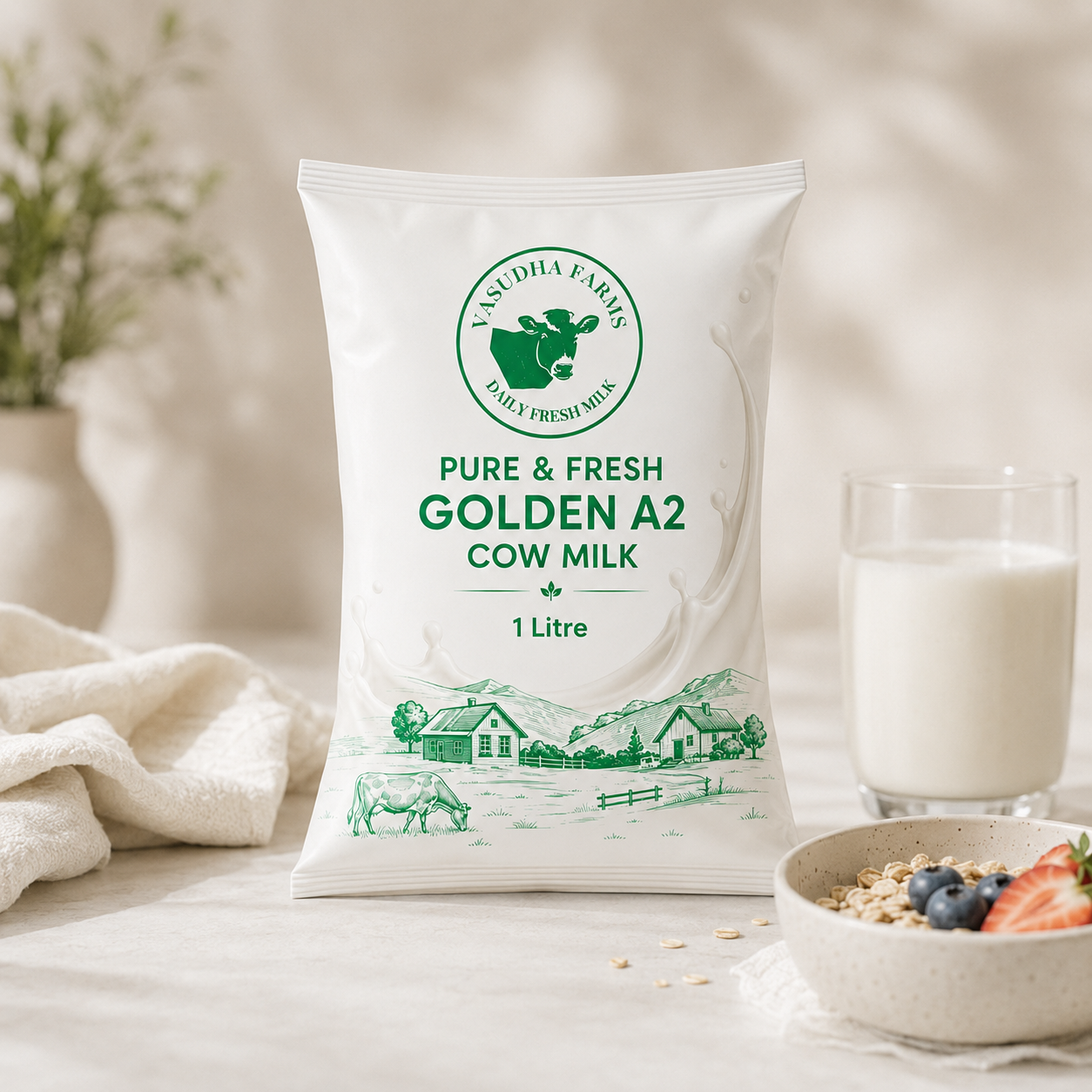 Golden A2 Cow Milk – Fresh Farm Milk Pouch | 1 Litre - Image 5